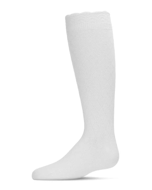 Memoi Double Diamond Cotton Blend Knee High Socks - Mkf-2000