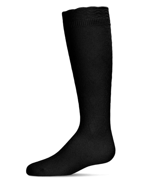 Memoi Diamond Zag Knee High Sock with Scalloped Cuff - Mkf-2001