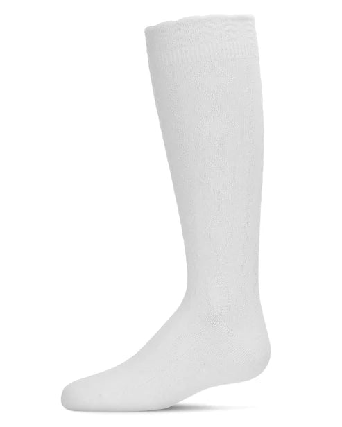 Memoi Diamond Zag Knee High Sock with Scalloped Cuff - Mkf-2001