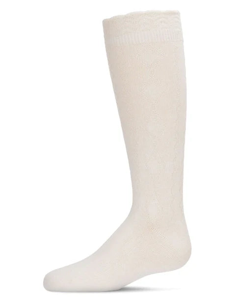 Memoi Diamond Zag Knee High Sock with Scalloped Cuff - Mkf-2001