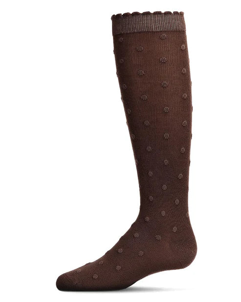 Memoi Cotton Blend Swiss Dot Knee High Socks - Mkf-2005