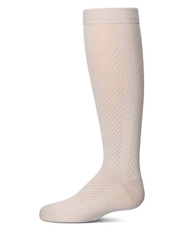 Memoi Girls Pointelle Cotton Blend Knee High Sock - Mkf-2006