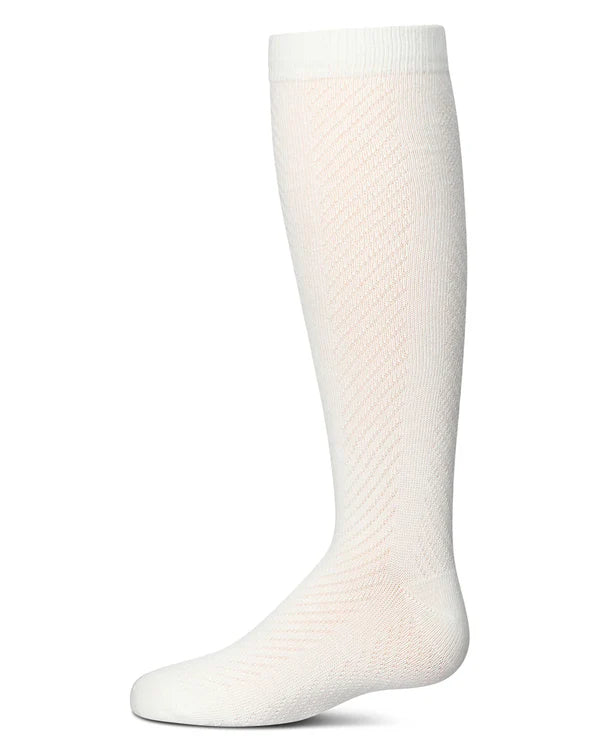 Memoi Girls Pointelle Cotton Blend Knee High Sock - Mkf-2006