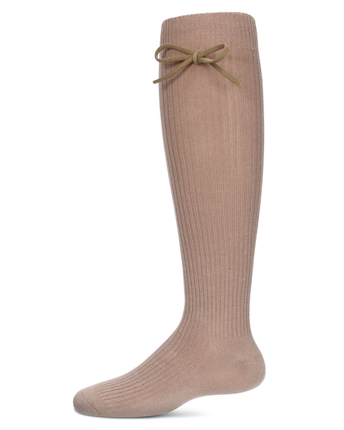 Memoi Girls Ribbed Bow Knee-High Socks - Mkf-2007