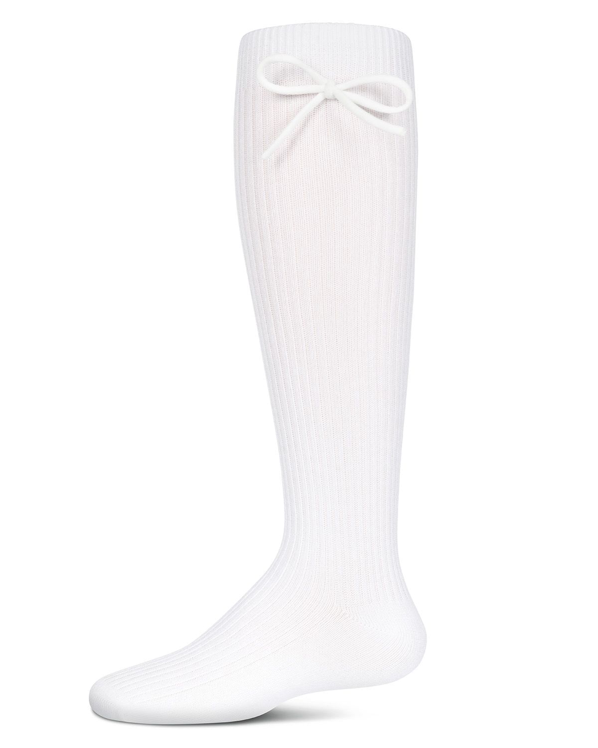 Memoi Girls Ribbed Bow Knee-High Socks - Mkf-2007