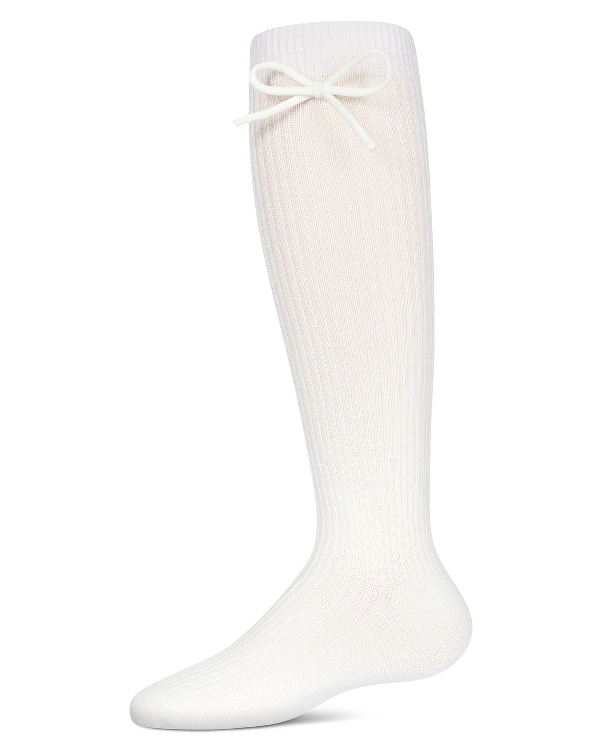 Memoi Girls Ribbed Bow Knee-High Socks - Mkf-2007