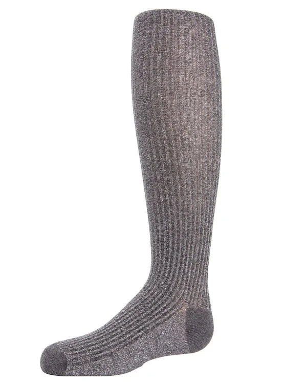Memoi Ribbed Shimmer Cotton Blend Girls Tights - Mkf-4005