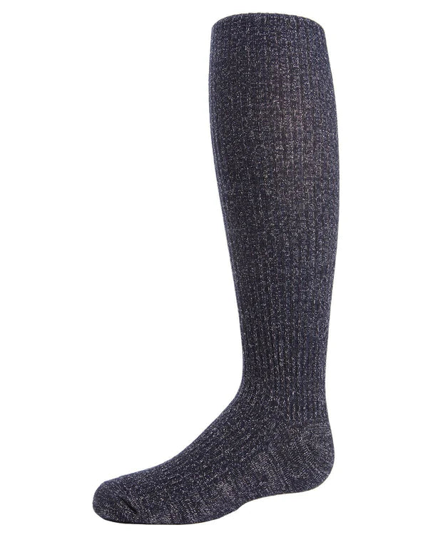 Memoi Ribbed Shimmer Cotton Blend Girls Tights - Mkf-4005