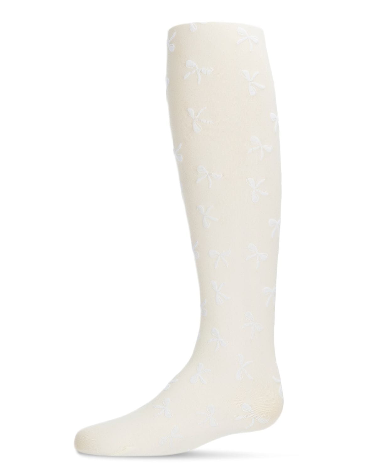 Memoi Womens Flocked Sassy Bow Nylon Tights - Mkf-4037
