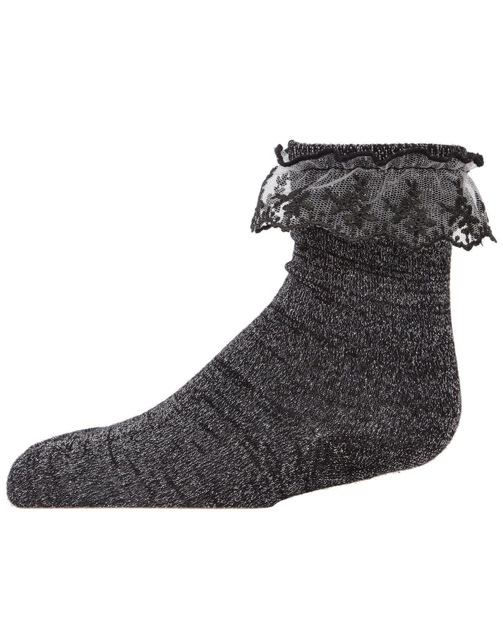 Memoi Girls Step and Shimmer Ruffle Anklet Socks - Mkf-6010