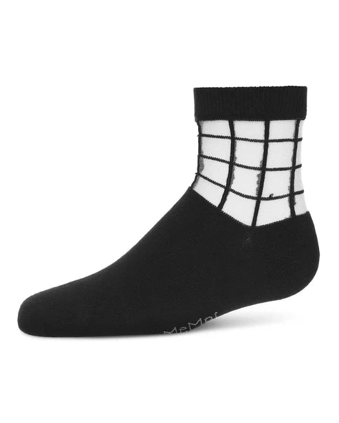 Memoi Girls Window Pane Sheer Cotton Blend Socks - Mkf-6014