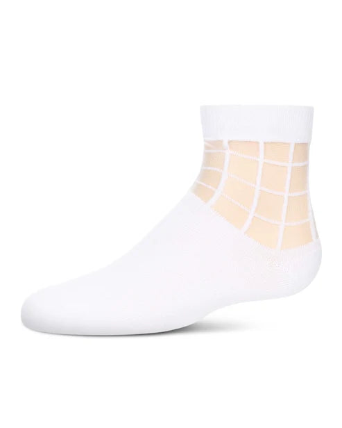 Memoi Girls Window Pane Sheer Cotton Blend Socks - Mkf-6014
