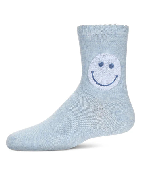 Memoi Girls Fuzzy Smiley Face Crew Socks - Mkf-6054