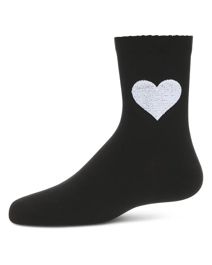 Memoi Girls Fuzzy Heart Crew Socks - Mkf-6055