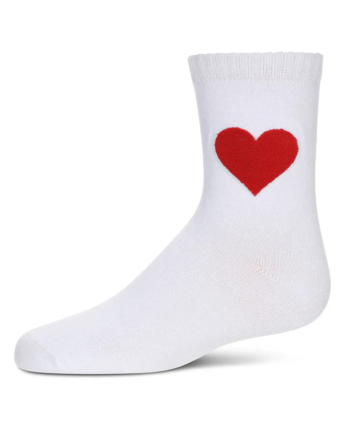 Memoi Girls Fuzzy Heart Crew Socks - Mkf-6055
