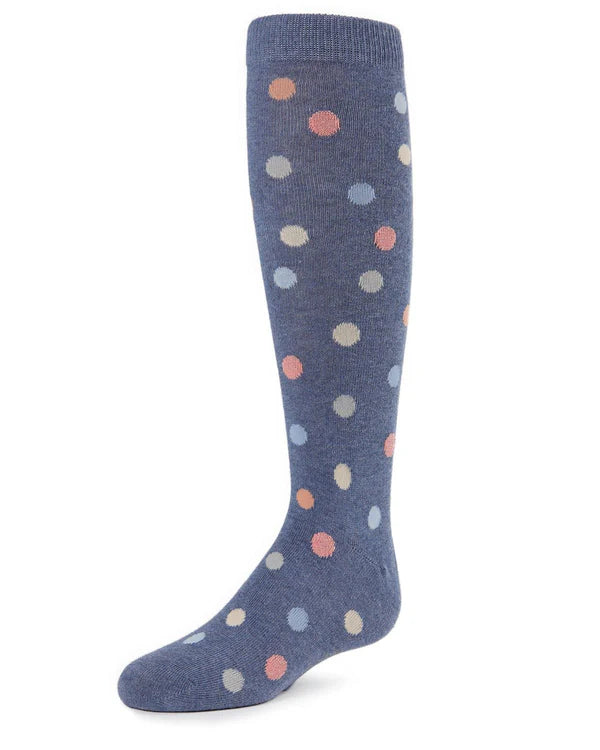 Memoi Polka Point Girls Cotton Blend Knee Socks - Mkf-7024