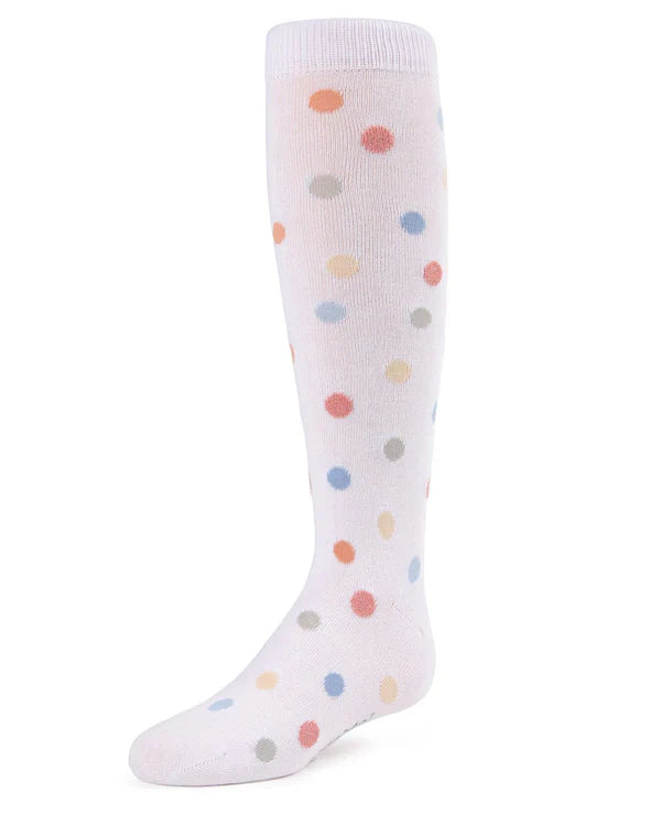 Memoi Polka Point Girls Cotton Blend Knee Socks - Mkf-7024