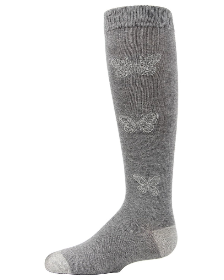 Memoi Girls Glitter Butterfly Cotton Knee High Socks - Mkf-7040