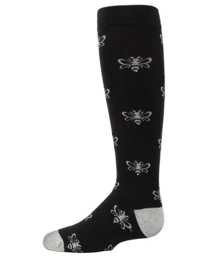 Memoi Girls Busy Bee Glitter Cotton Knee High Socks - Mkf-7041