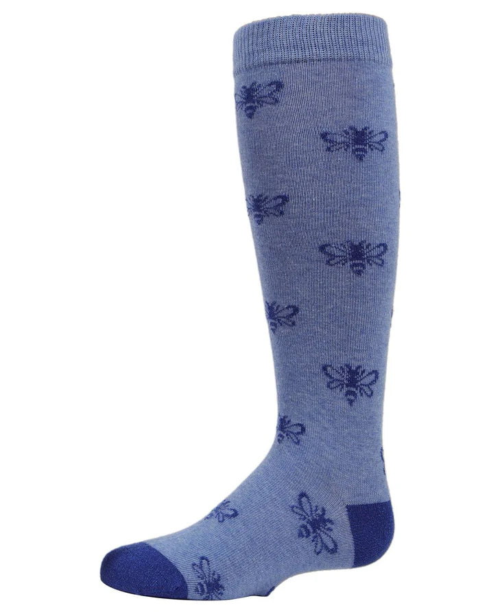 Memoi Girls Busy Bee Glitter Cotton Knee High Socks - Mkf-7041