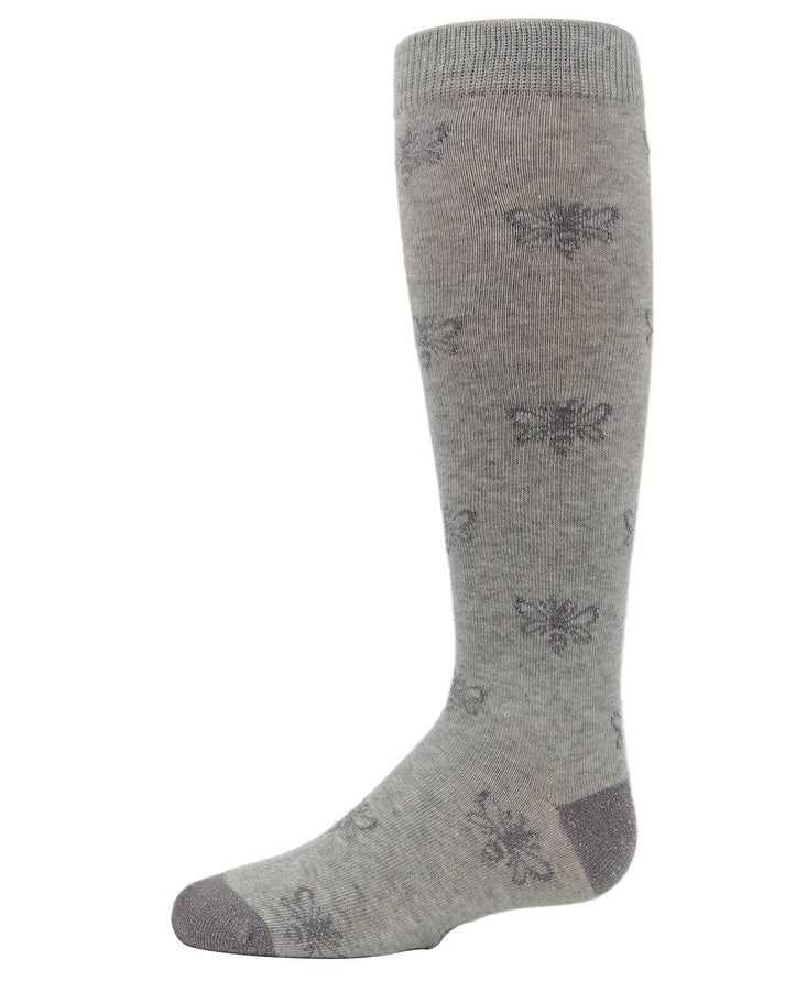 Memoi Girls Busy Bee Glitter Cotton Knee High Socks - Mkf-7041