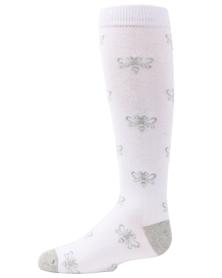 Memoi Girls Busy Bee Glitter Cotton Knee High Socks - Mkf-7041