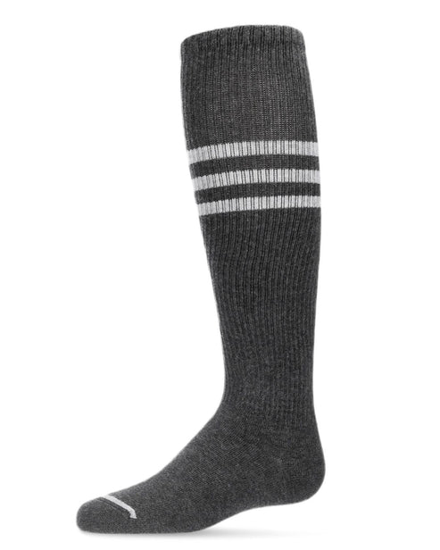 Memoi Thin Ribbed Sport Stripe Cotton Blend Knee High Socks - Mkf-7073