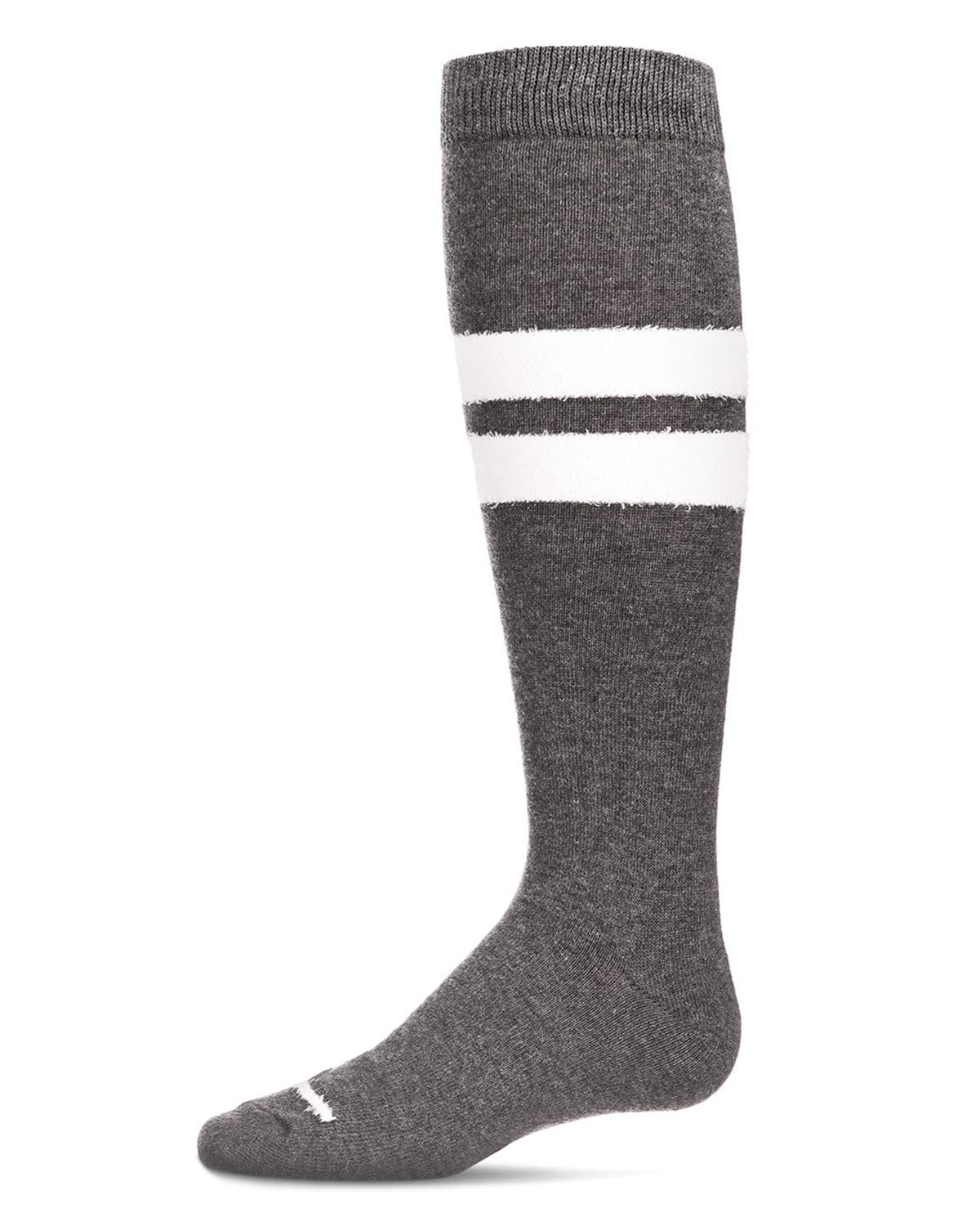 Memoi Fuzzy Stripe Cotton Blend Knee High Socks - Mkf-7106