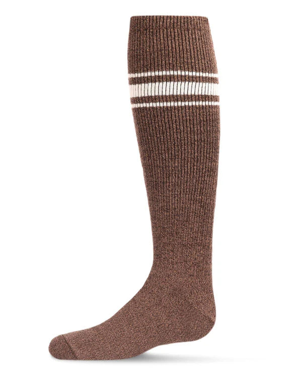 Memoi Marled Ribbed Stripe Girls Cotton Blend Knee High Socks - Mkf-7107
