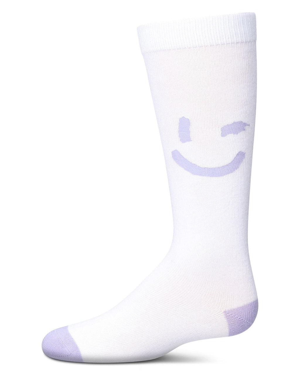 Memoi Girls Air Brush Winking Smiley Cotton Blend Knee High Sock - Mkf-7117