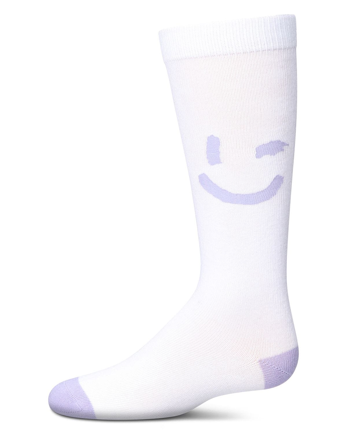 Memoi Girls Air Brush Winking Smiley Cotton Blend Knee High Sock - Mkf-7117