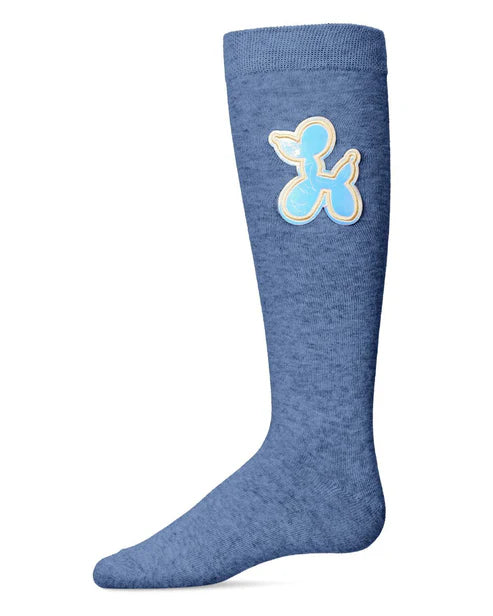 Memoi Girls Iridescent Balloon Dog Cotton Blend Knee High Sock - Mkf-7125