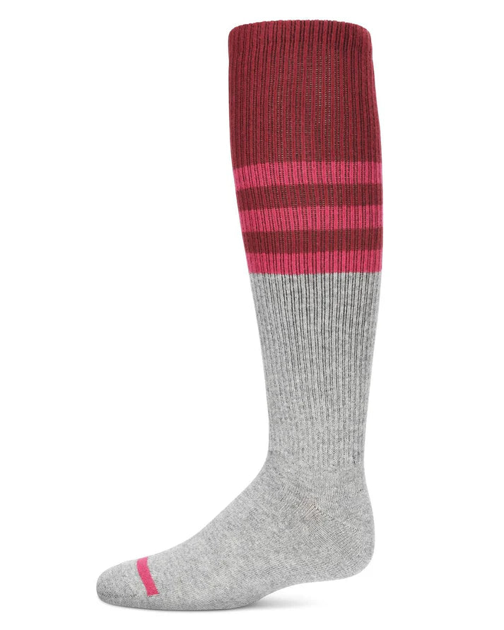 Memoi Girls Two-Tone Stripe Knee-High Socks - Mkf-7133