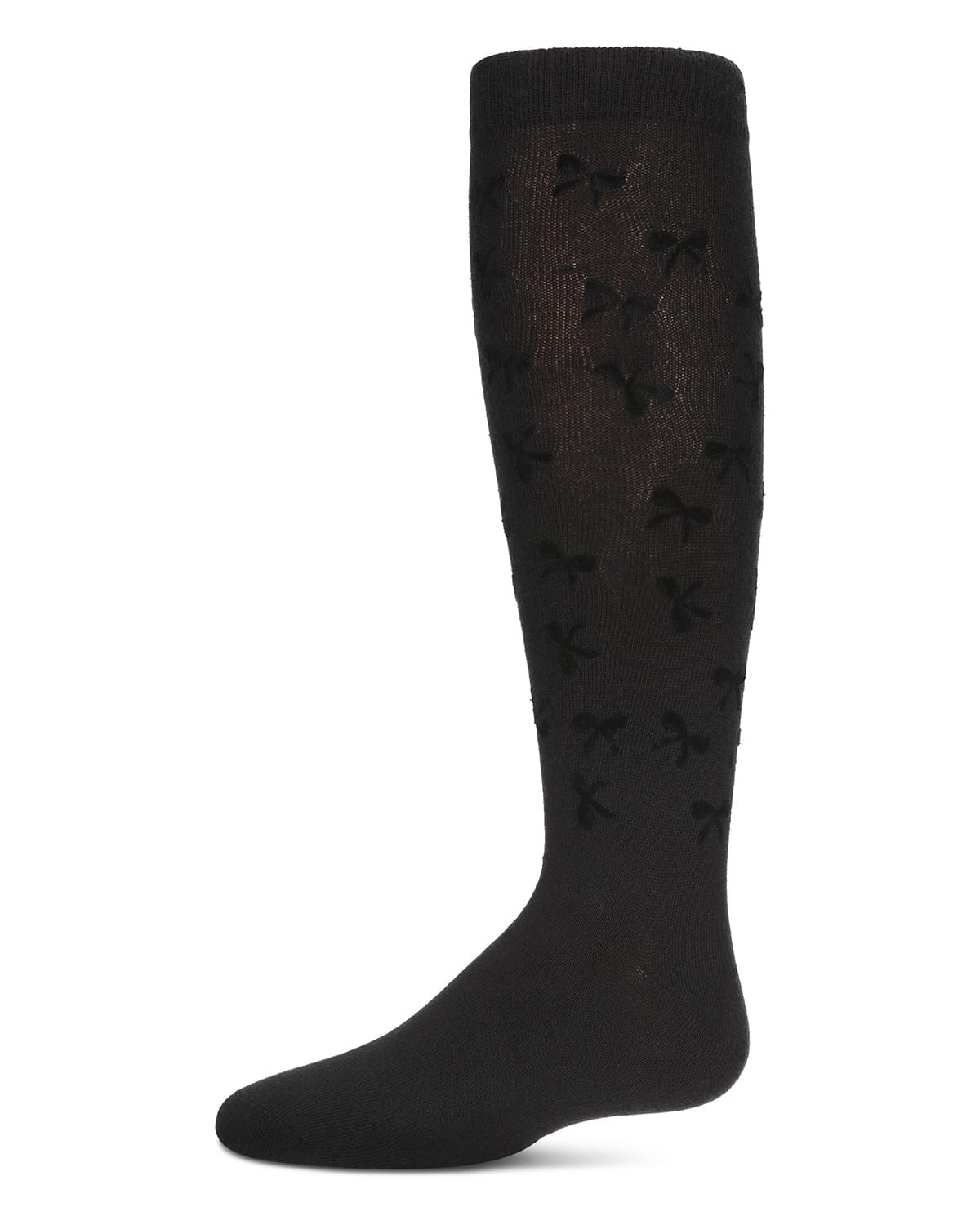 Memoi Flocked Bow Knee High - Mkf-7147