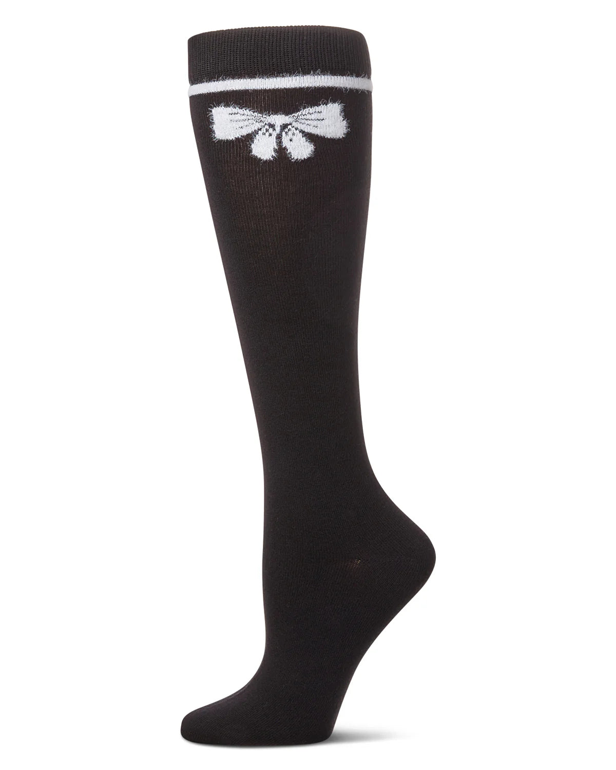 Memoi Girls Fuzzy Bow Knee High Socks - Mkf-7148
