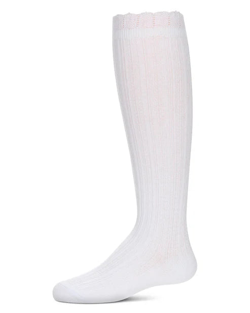 Memoi Girls Crochet Ruffle Design Knee High Socks - Mkf-7165