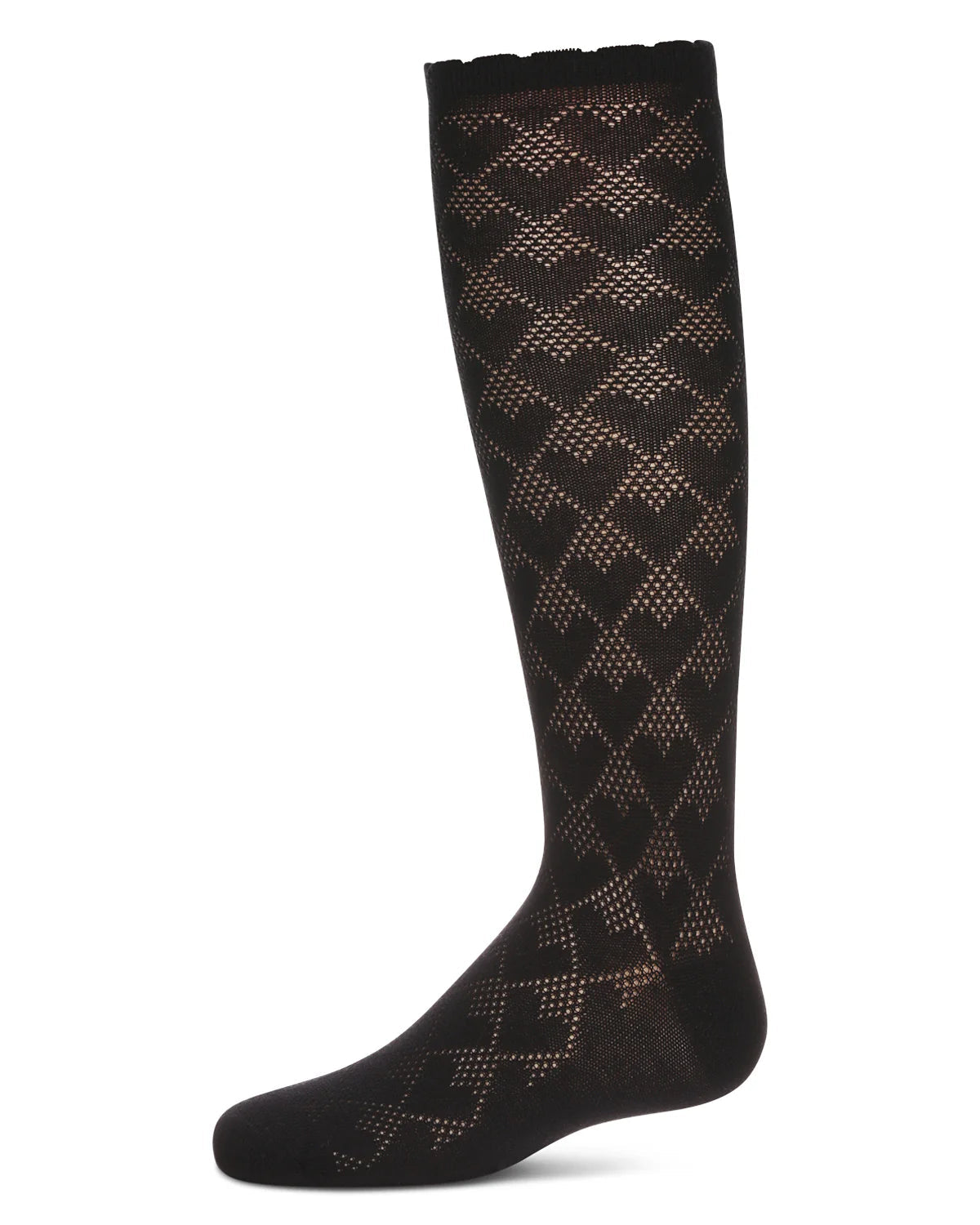 Memoi Girls Open Work Heart Knee High Socks - Mkf-7166