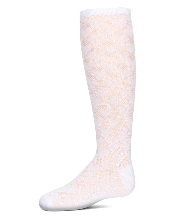 Memoi Girls Open Work Heart Knee High Socks - Mkf-7166
