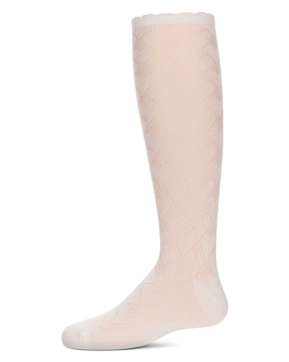 Memoi Girls Open Work Heart Knee High Socks - Mkf-7166