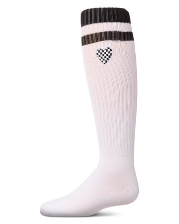 Memoi Checkered Heart Knee High - MKF-7176