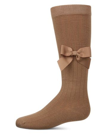 Memoi Ribbed Bow Knee High - MKF-7189