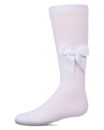 Memoi Ribbed Bow Knee High - MKF-7189