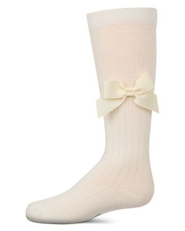 Memoi Ribbed Bow Knee High - MKF-7189