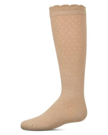 Memoi Drop Stich Scalloped Knee High - MKF-7190