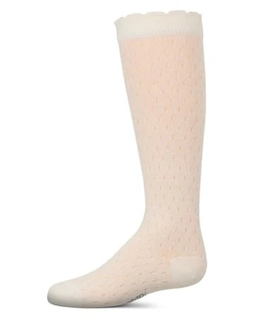 Memoi Drop Stich Scalloped Knee High - MKF-7190