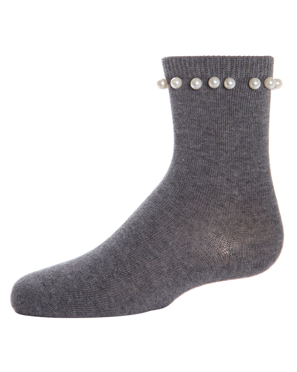 Memoi String of Pearls Girls Cotton Blend Crew Socks - Mkl-6000