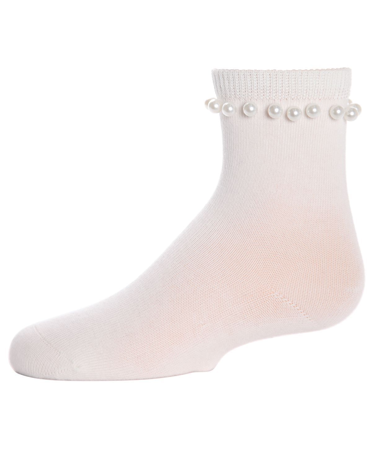 Memoi String of Pearls Girls Cotton Blend Crew Socks - Mkl-6000