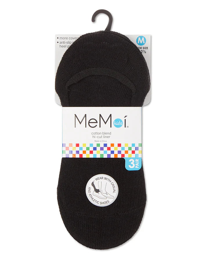 Memoi Girls 3 Pair Pack Hi-Cut Liner Socks - Mkp-058