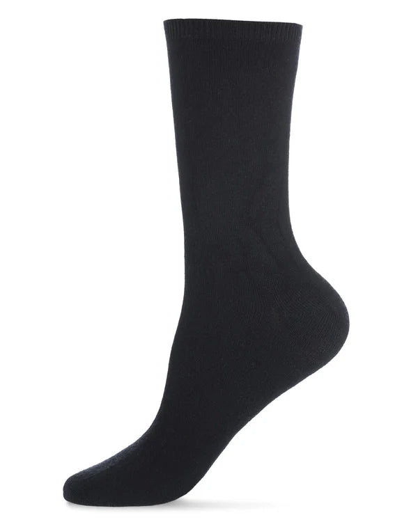 Memoi Womens 2 Pair Pack Bamboo Blend Flat Crew Socks - Mo-608