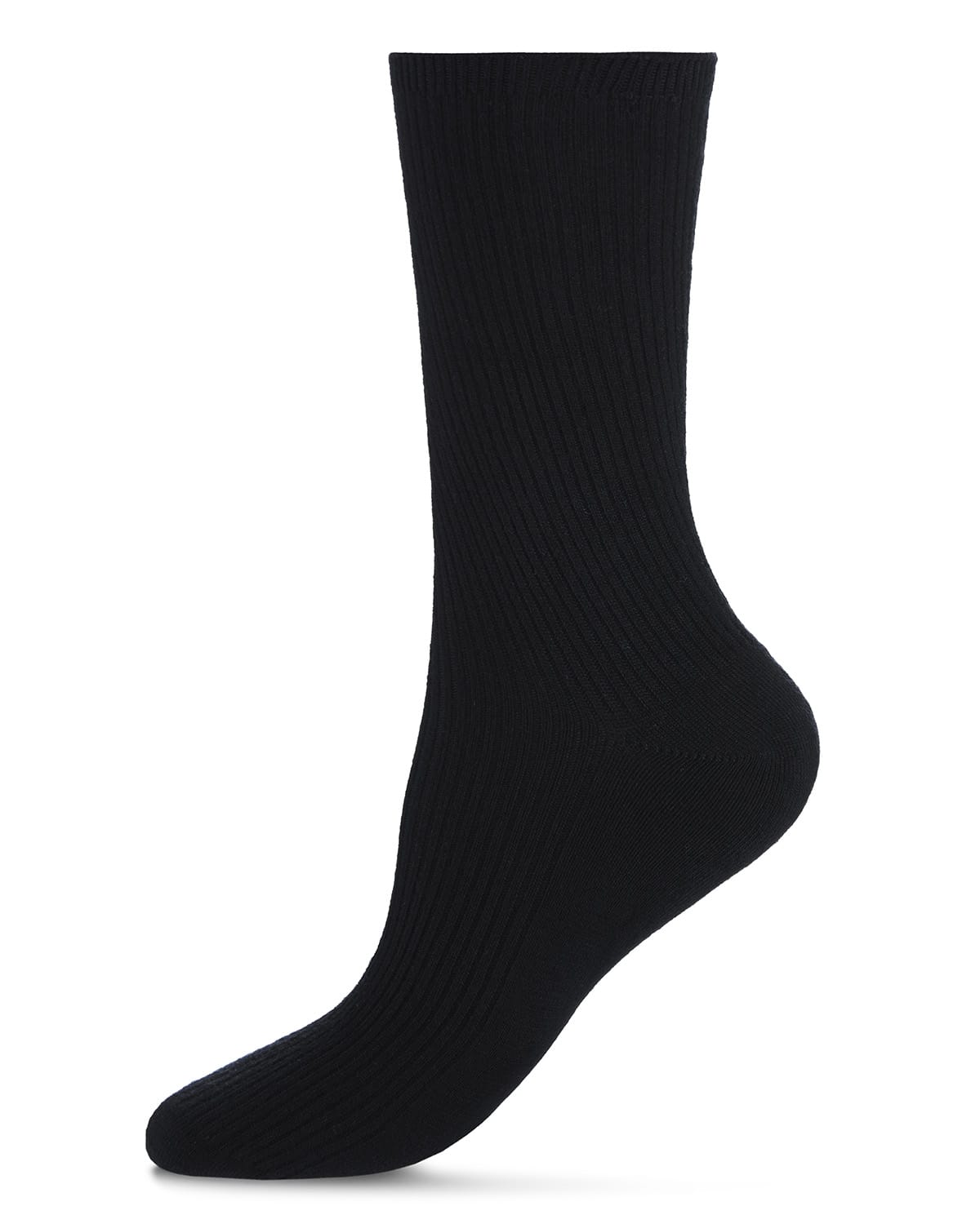 Memoi Womens 2 Pair Pack Bamboo Blend Flat Ribbed Crew Socks - Mo-609
